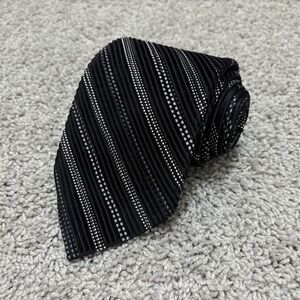 VITALIANO PANCALDI Tie 3.75 x 58.5" PLEATED Silk Necktie ITALY Luxury Black Gray